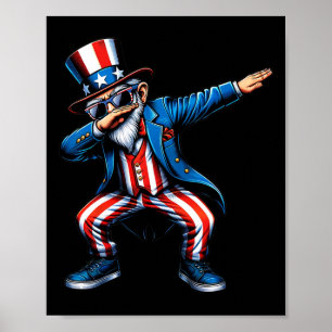 Onkel Sam Dabbing Lustig 4. Juli Patriotische Jung Poster