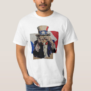 Onkel Sam, der sich vor Scham das Gesicht bedeckt, T-Shirt