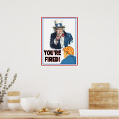 Onkel Sam: "Du bist gefeuert!" Trump. Weiß Poster (Küche)