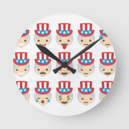 Onkel sam Emoji Runde Wanduhr