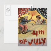 Onkel Sam Feuerwerk Knallkörper US-Flagge Postkarte (Vorne/Hinten)
