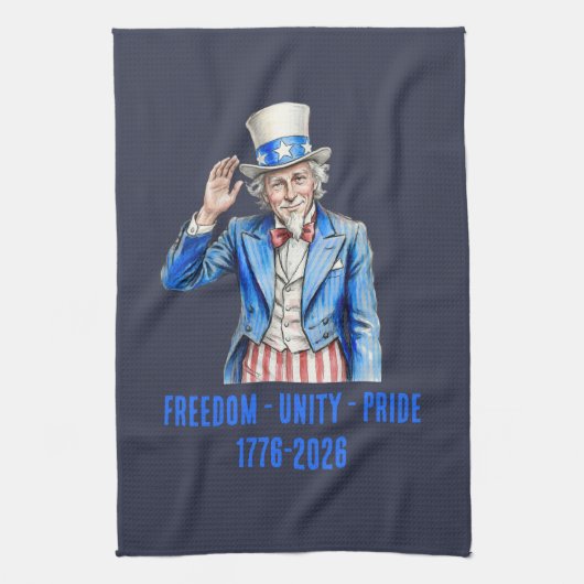 Onkel Sam Frohes 4. Juli Patriotisch Geschirrtuch (Vertikal)