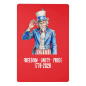 Onkel Sam Frohes 4. Juli Patriotisch Mini Klemmbrett (Rückseite)