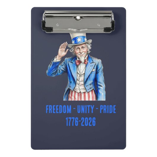 Onkel Sam Frohes 4. Juli Patriotisch Mini Klemmbrett (Vorderseite)