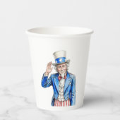 Onkel Sam Frohes 4. Juli Patriotisch Pappbecher (Vorderseite)