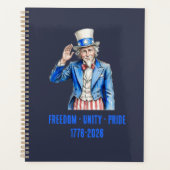 Onkel Sam Frohes 4. Juli Patriotisch Planer (Vorderseite)