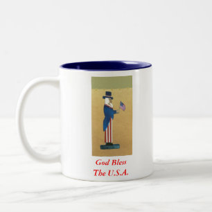 Onkel Sam - Gott segne die USA. Zweifarbige Tasse
