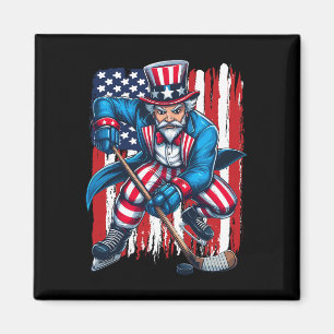 Onkel Sam Hockeyspieler 4. Juli Amerikanische Flag Magnet
