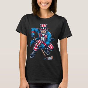 Onkel Sam Hockeyspieler 4. Juli Jungen Mädchen T-Shirt