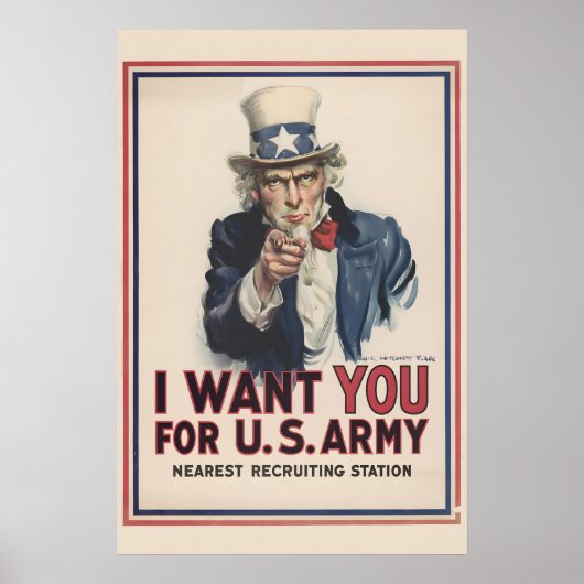 Onkel Sam Ich Will Dich 1917 Erster Weltkrieg Werb Poster (Vorne)