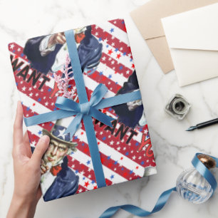 Onkel Sam, ich will dich mit Sternen und Streifen Geschenkpapier