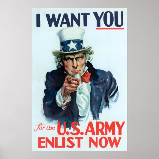 Onkel Sam 'Ich will Dich' Zweiter Weltkrieg US-Arm Poster (Vorne)