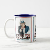 Onkel Sam: "Ich Woll DICH!" Zweifarbige Tasse (Links)