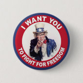Onkel Sam: Ich woll dir, für die Freiheit zu kämpf Button (Vorderseite)