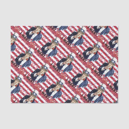 Onkel Sam, ich Wollte dich mit US Flagge Seidenpapier (Vorderseite)