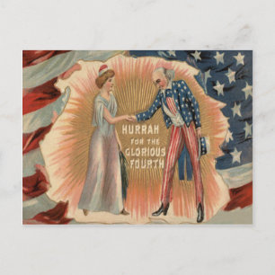 Onkel Sam Lady Liberty US-Flagge Postkarte