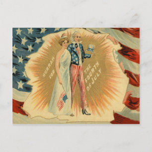 Onkel Sam Lady Liberty US-Flagge Postkarte