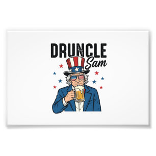 Onkel Sam Lustiges Patriotisches Bier Vektor Desig Fotodruck