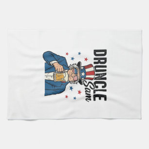 Onkel Sam Lustiges Patriotisches Bier Vektor Desig Geschirrtuch