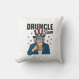 Onkel Sam Lustiges Patriotisches Bier Vektor Desig Kissen