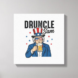 Onkel Sam Lustiges Patriotisches Bier Vektor Desig Leinwanddruck