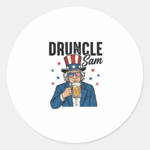 Onkel Sam Lustiges Patriotisches Bier Vektor Desig Runder Aufkleber