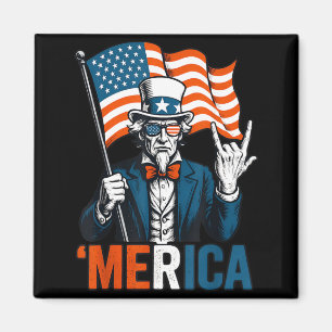 Onkel Sam Merica Rock Lustig 4. Juli Amerikanisch Magnet