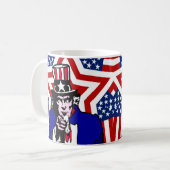 Onkel Sam mit Sternen und Streifen Hintergrund Kaffeetasse (Vorderseite Links)