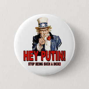 Onkel Sam Mittelfinger Hey Putin Arschloch Button