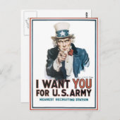Onkel Sam Poster, Amerika. Ich Wollte dir für... Postkarte (Vorne/Hinten)