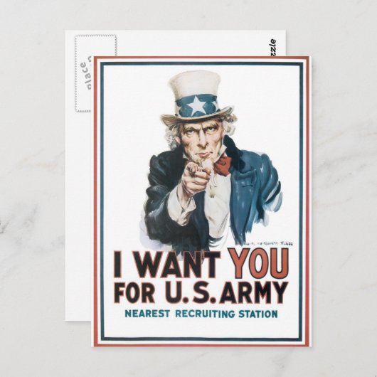 Onkel Sam Poster, Amerika. Ich Wollte dir für... Postkarte (Vorne/Hinten)