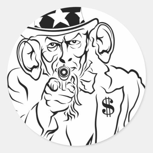 Onkel Sam Runder Aufkleber (Vorderseite)