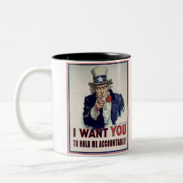 Onkel Sam sagt: "Halte mich verantwortlich!" Zweifarbige Tasse