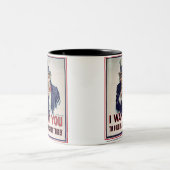 Onkel Sam sagt: "Halte mich verantwortlich!" Zweifarbige Tasse (Mittel)