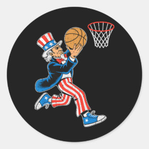 Onkel Sam Sketll Amerikanische Flagge USA Sport 4. Runder Aufkleber