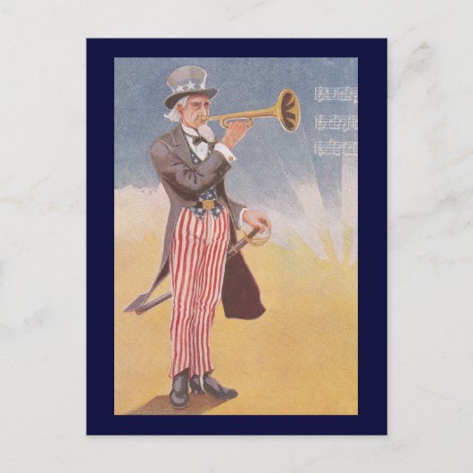Onkel Sam spielt das Bugle Postkarte (Vorderseite)