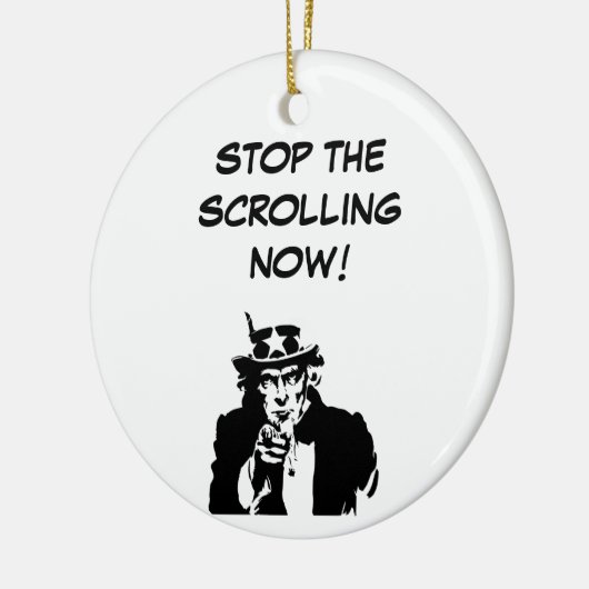 Onkel Sam stoppt das Scrollen jetzt Keramik Ornament (Links)