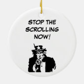 Onkel Sam stoppt das Scrollen jetzt Keramik Ornament (Hinten)