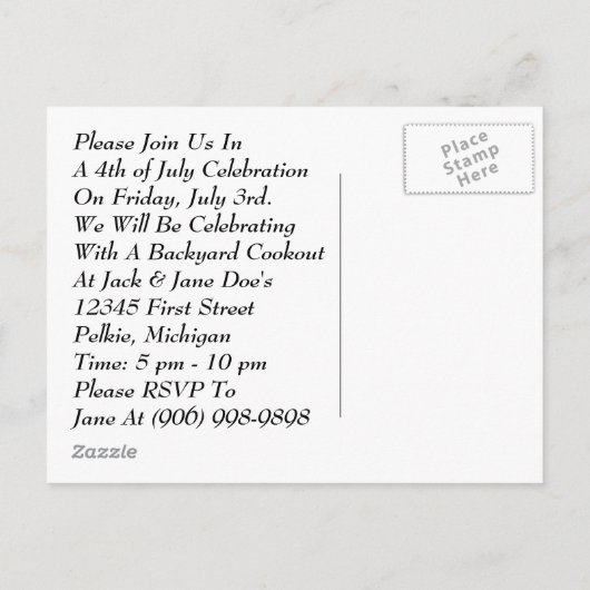 Onkel Sam überprüft Pocket Watch-Party Einladung (Rückseite)