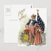 Onkel Sam US-Flagge Feuerwerk Knallkörper Postkarte (Vorne/Hinten)