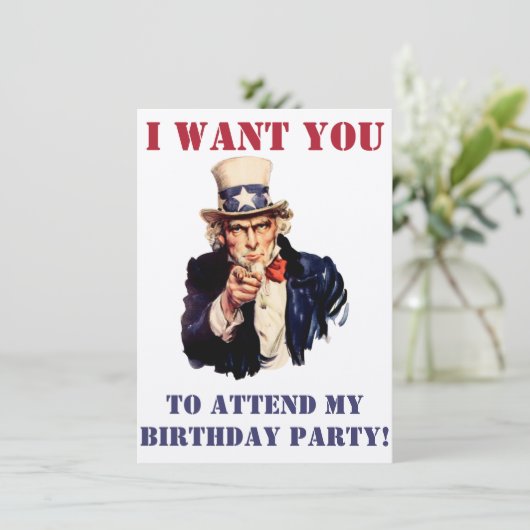 Onkel Sam will dich! Einladung (Stehend Vorderseite)