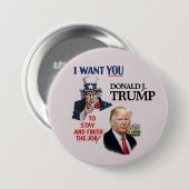 Onkel Sam Will Donald Trump 2020 Button (Vorne & Hinten)