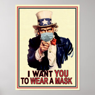 Onkel Sam Will Ihnen, ein Face Mask USA Office zu  Poster
