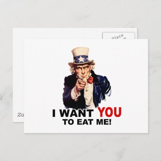 Onkel Sam WILL IHNEN ZU ESSEN Postkarte (Vorne/Hinten)