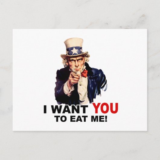 Onkel Sam WILL IHNEN ZU ESSEN Postkarte (Vorderseite)