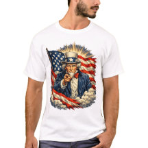Onkel Sam zeigt mit amerikanischer Flagge – Vintag