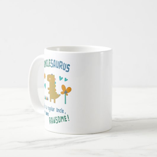 Onkel Saurus Geburtstag oder Vatertag Kaffeetasse (Vorderseite Links)