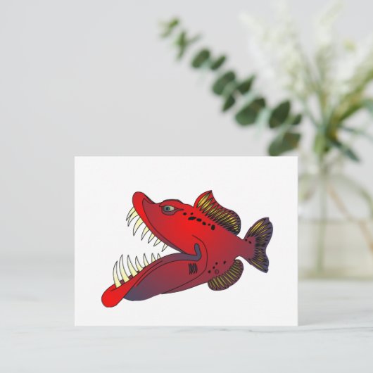 "Onkel Steevo" Fisch mit Haltung Postkarte (Stehend Vorderseite)