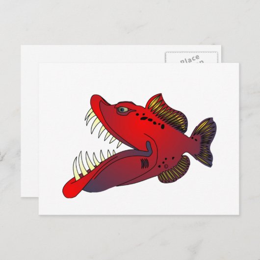 "Onkel Steevo" Fisch mit Haltung Postkarte (Vorne/Hinten)