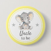 Onkel to be Gift Yellow Grey Elephant Baby Shower Button (Vorderseite)